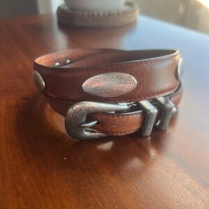 Brown Leather Belt with Silver Buckle